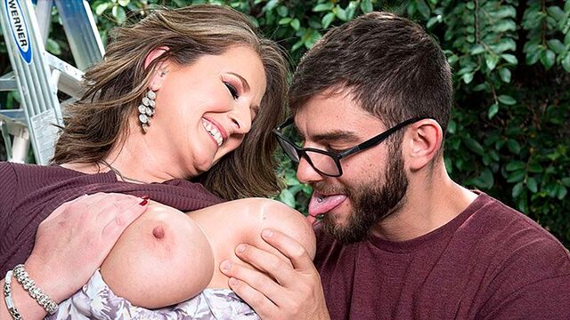 Milf featuring Kerry Martin's tit licking dirt